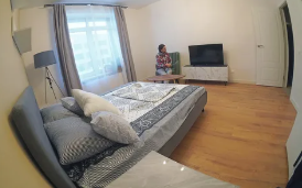Remote employee workspace in furnished rental